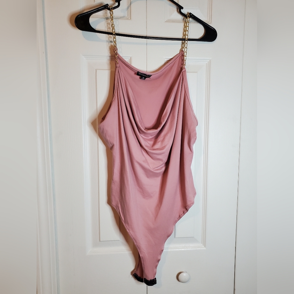 NWOT Rainbow Plus Size Pink Chain Strap Bodysuit-1X